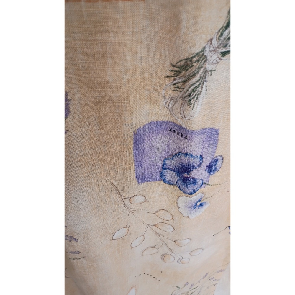 Sweet Jessie Yellow 100% Linen Botanical Print Sleeveless Shift Dress Lavender M - Picture 4 of 8